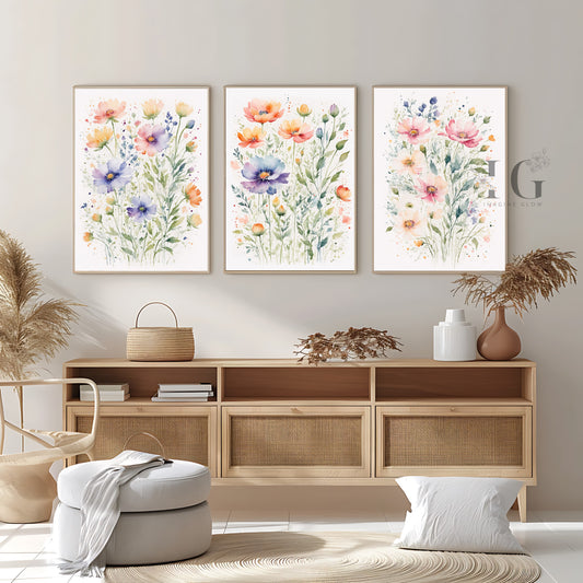 Meadow wildflower wall art featuring vibrant botanical blooms