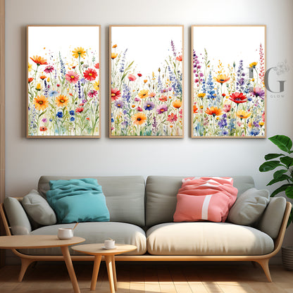 Botanical wildflower meadow print for home decor