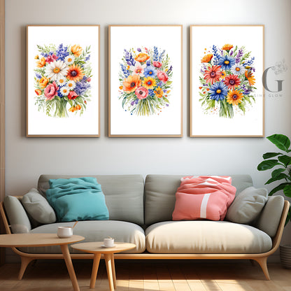 Botanical wildflower print for home decor