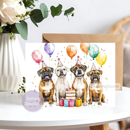 boxer birthday card
printable boxer dog card
