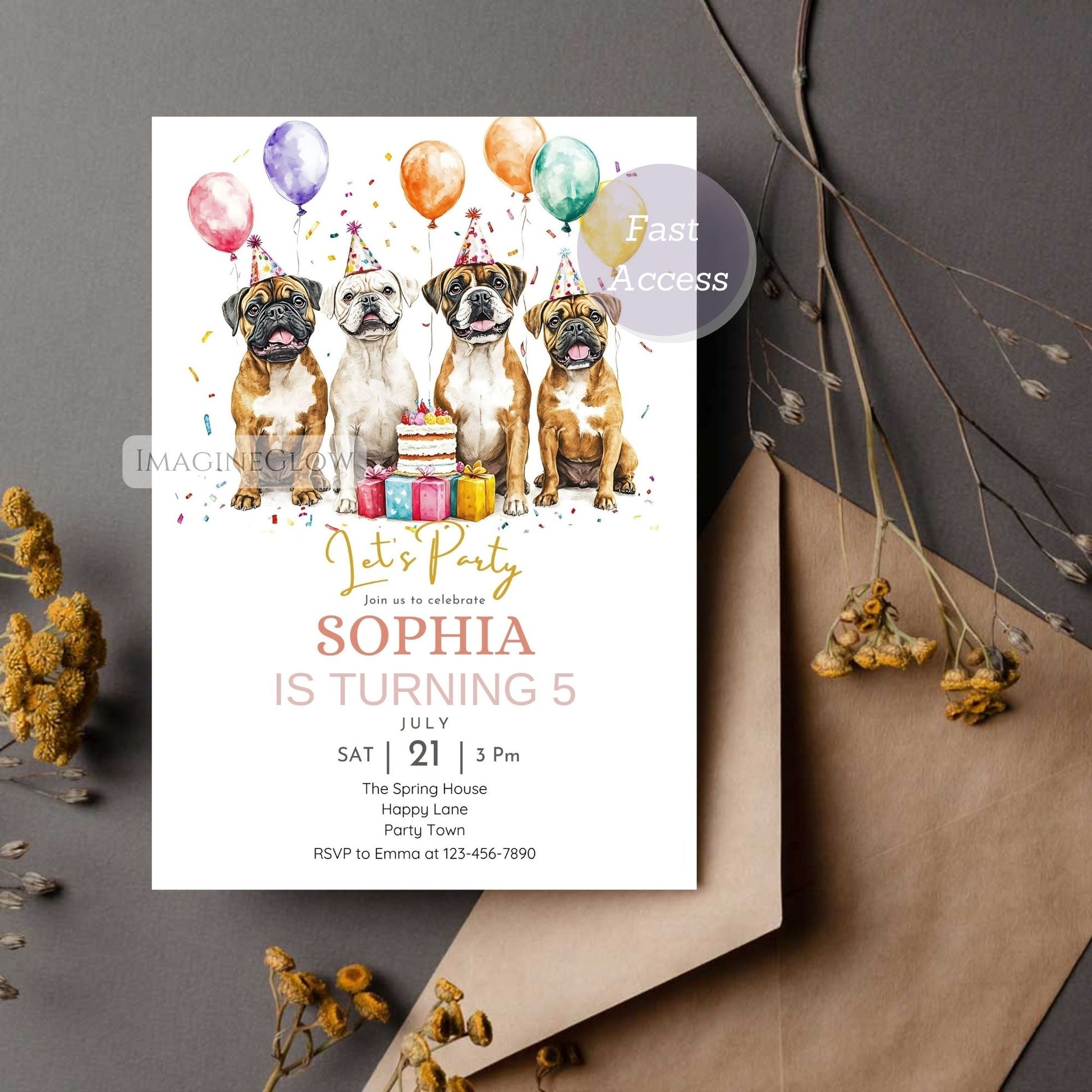 Boxer themed birthday party invitation printable