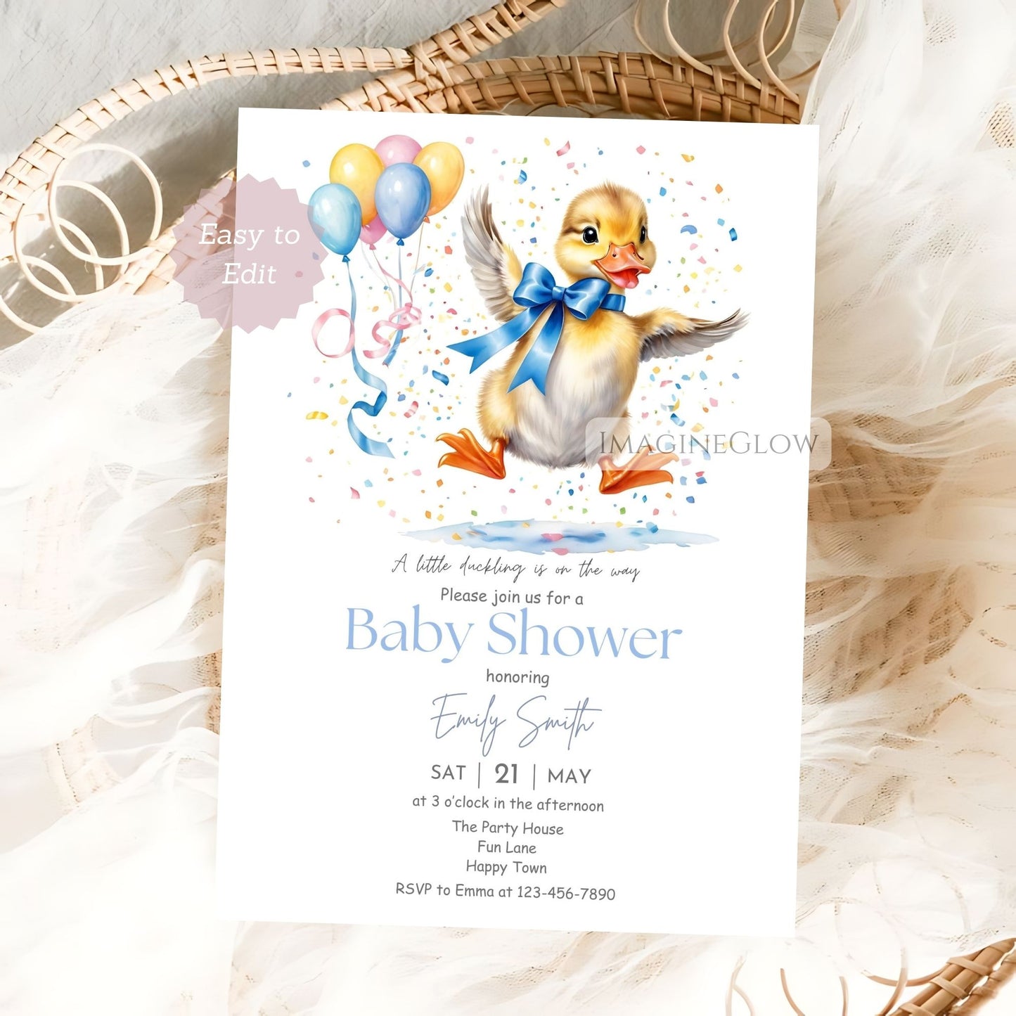 duckling baby shower invitation boy

