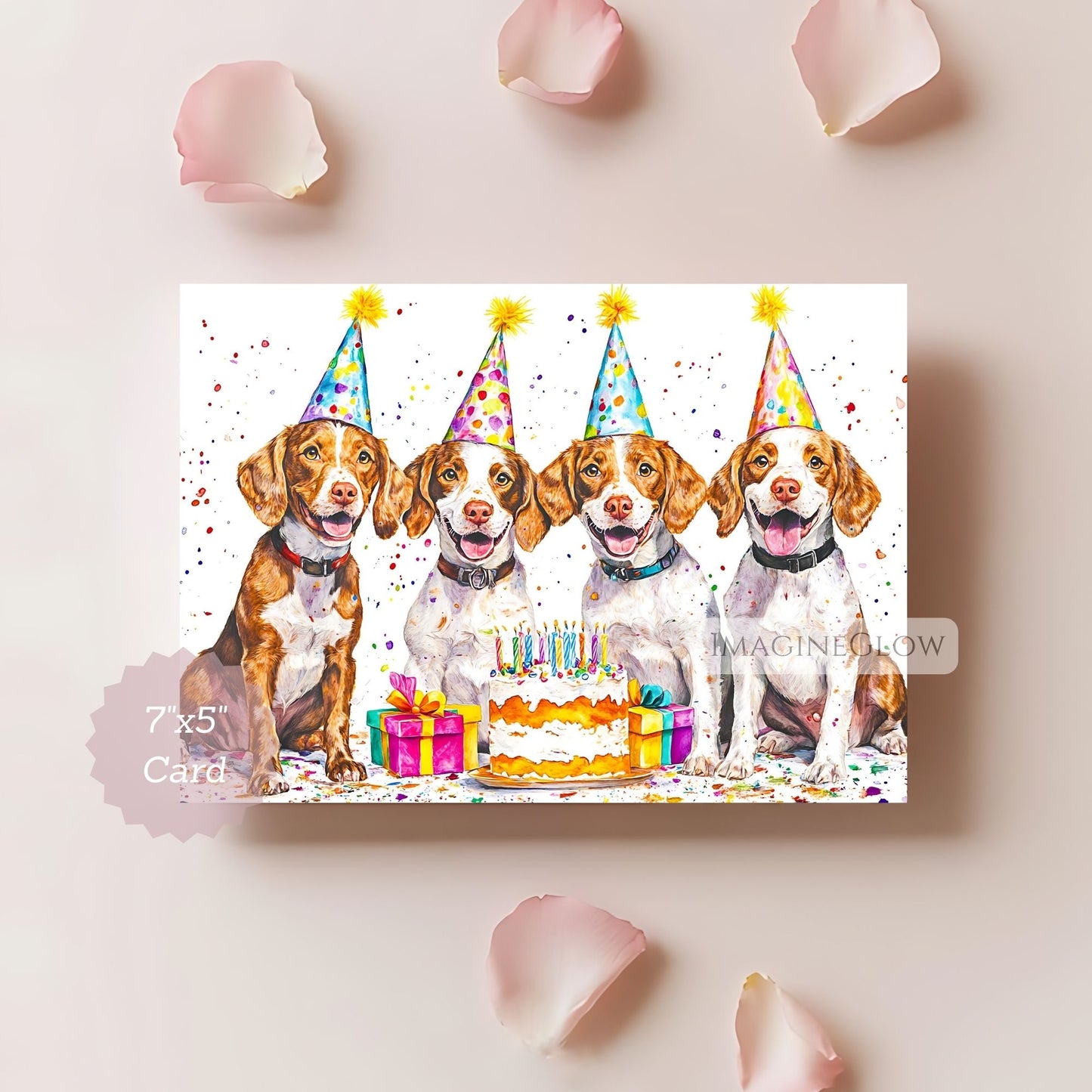 digital Brittany greeting card
cute Brittany Spaniel birthday card
