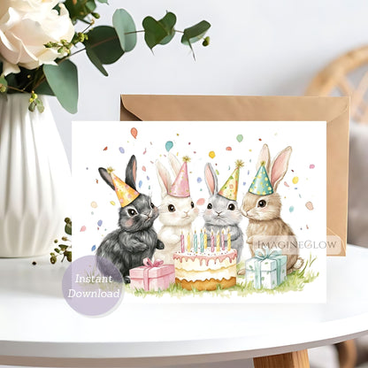 bunny birthday card printable
cute rabbit greeting card
animal birthday card for kids

