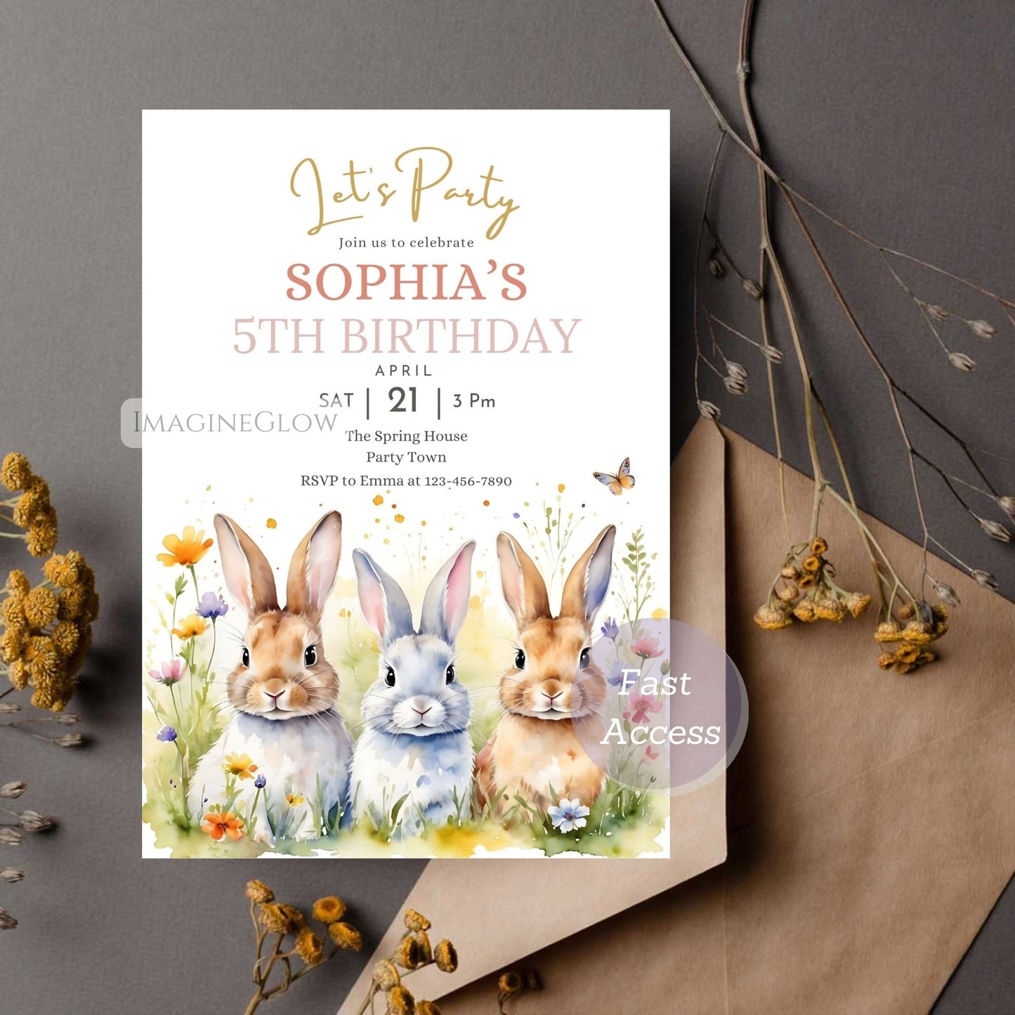 bunny birthday invitation

