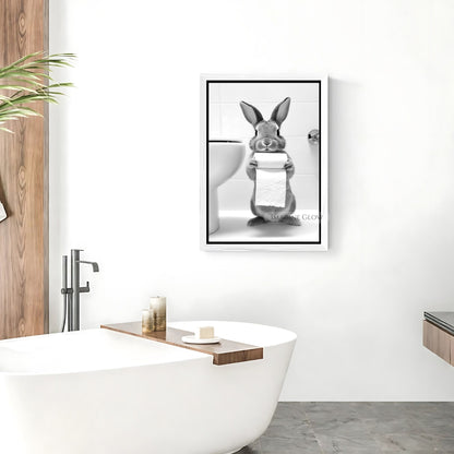 Bunny Restroom Wall Art - Funny Bathroom Humor Print - Digital Art