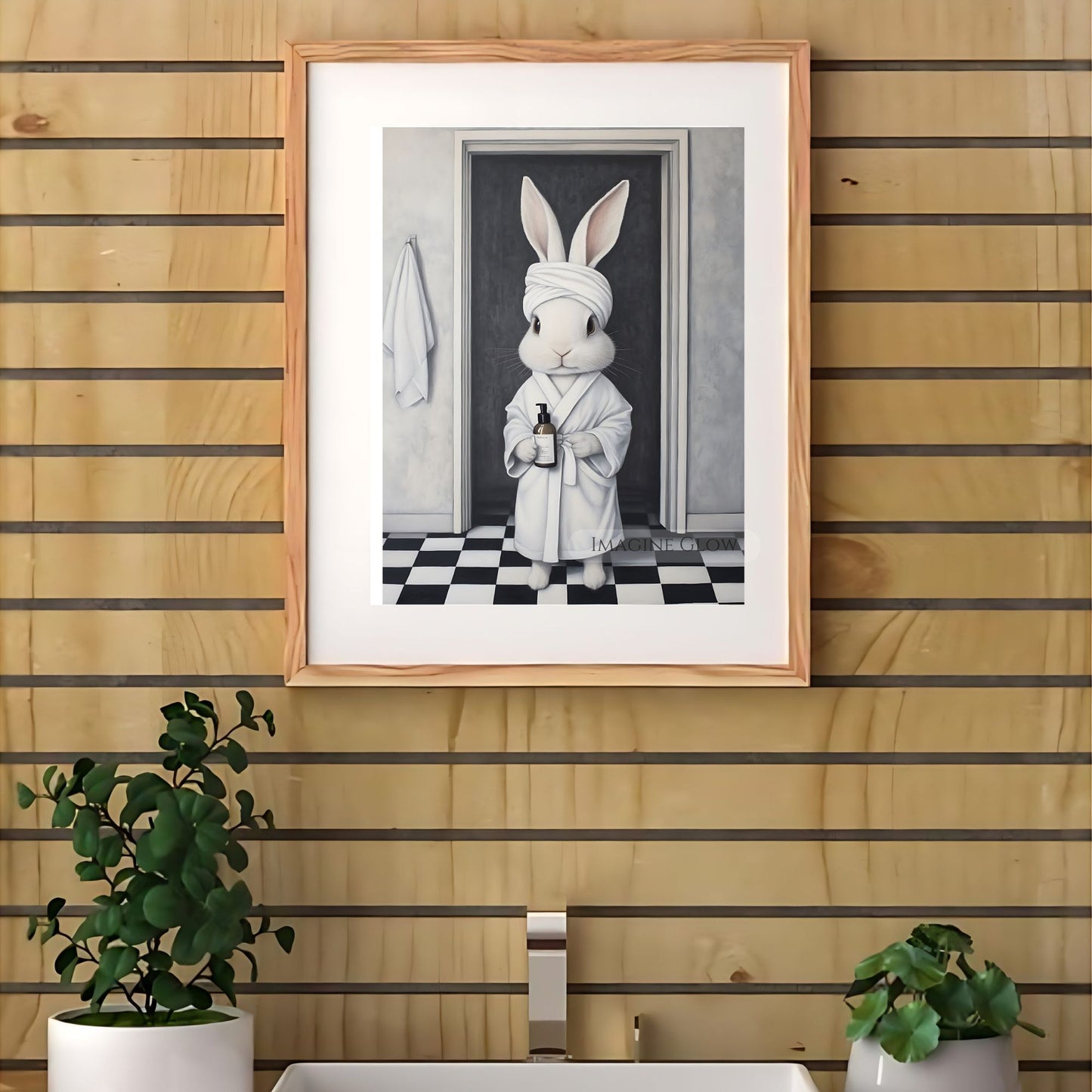 Cute rabbit with soap bottle bathroom decor for kids
