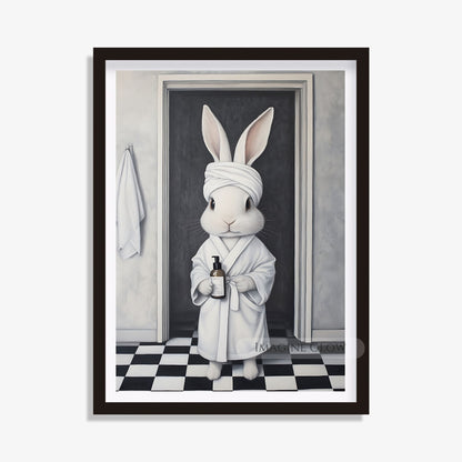 Fun bunny bathroom print for children's room
