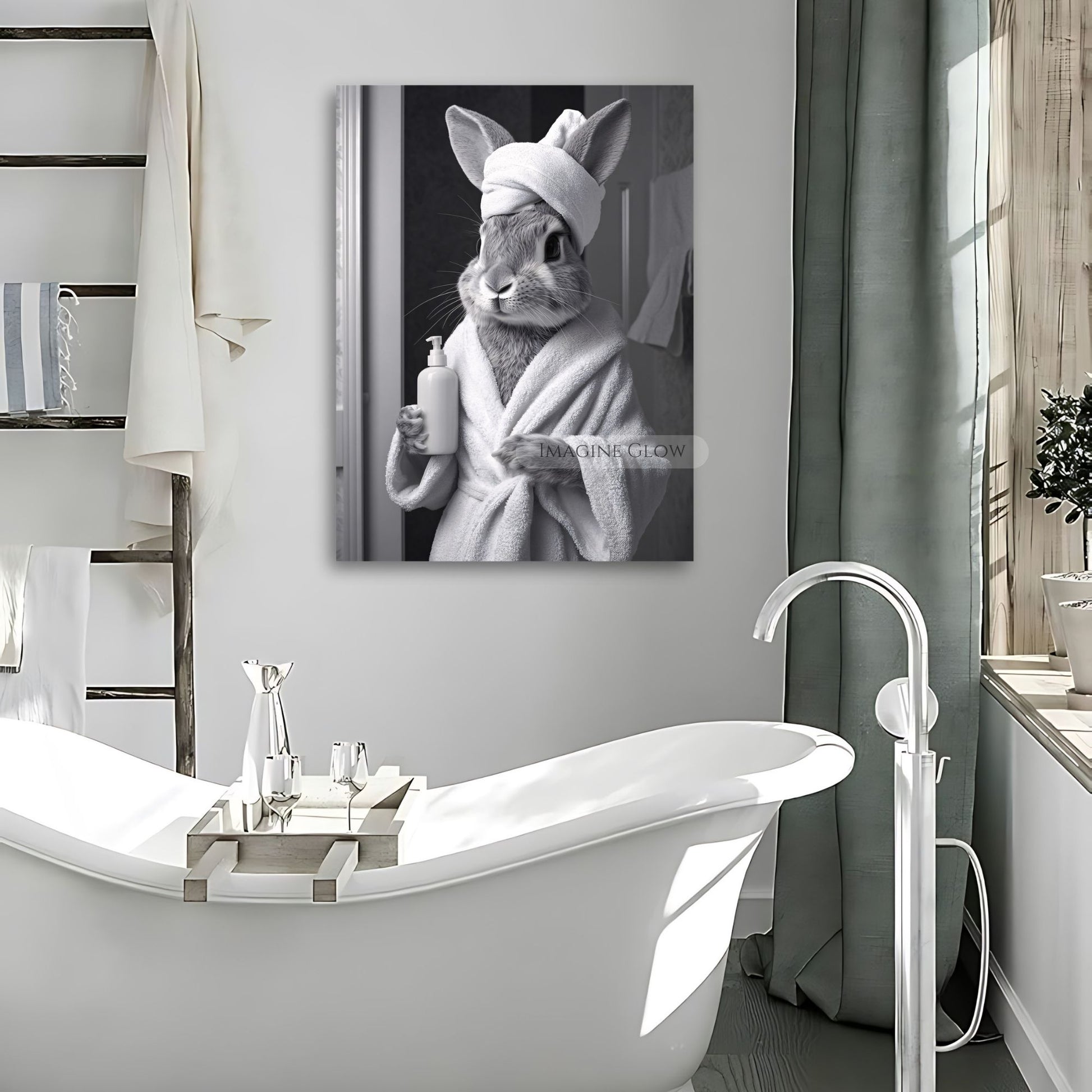 Digital download funny bunny wall art for bathroom
