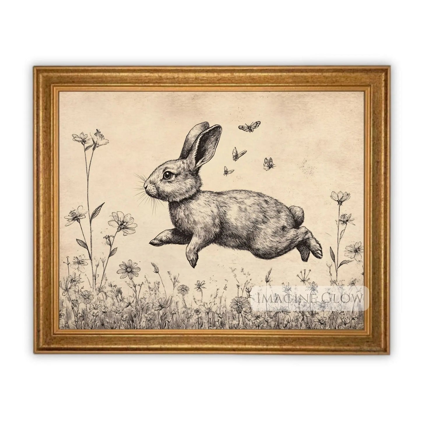 Spring bunny print for cottage-inspired wall decor.