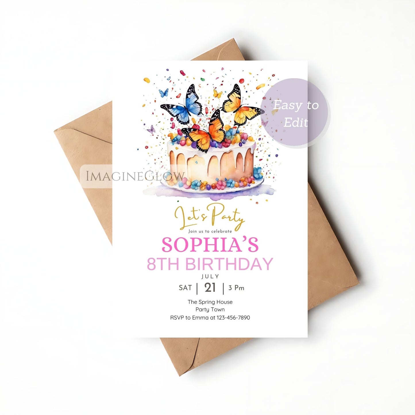 floral butterfly birthday invite for girls
whimsical butterfly birthday invitation design
