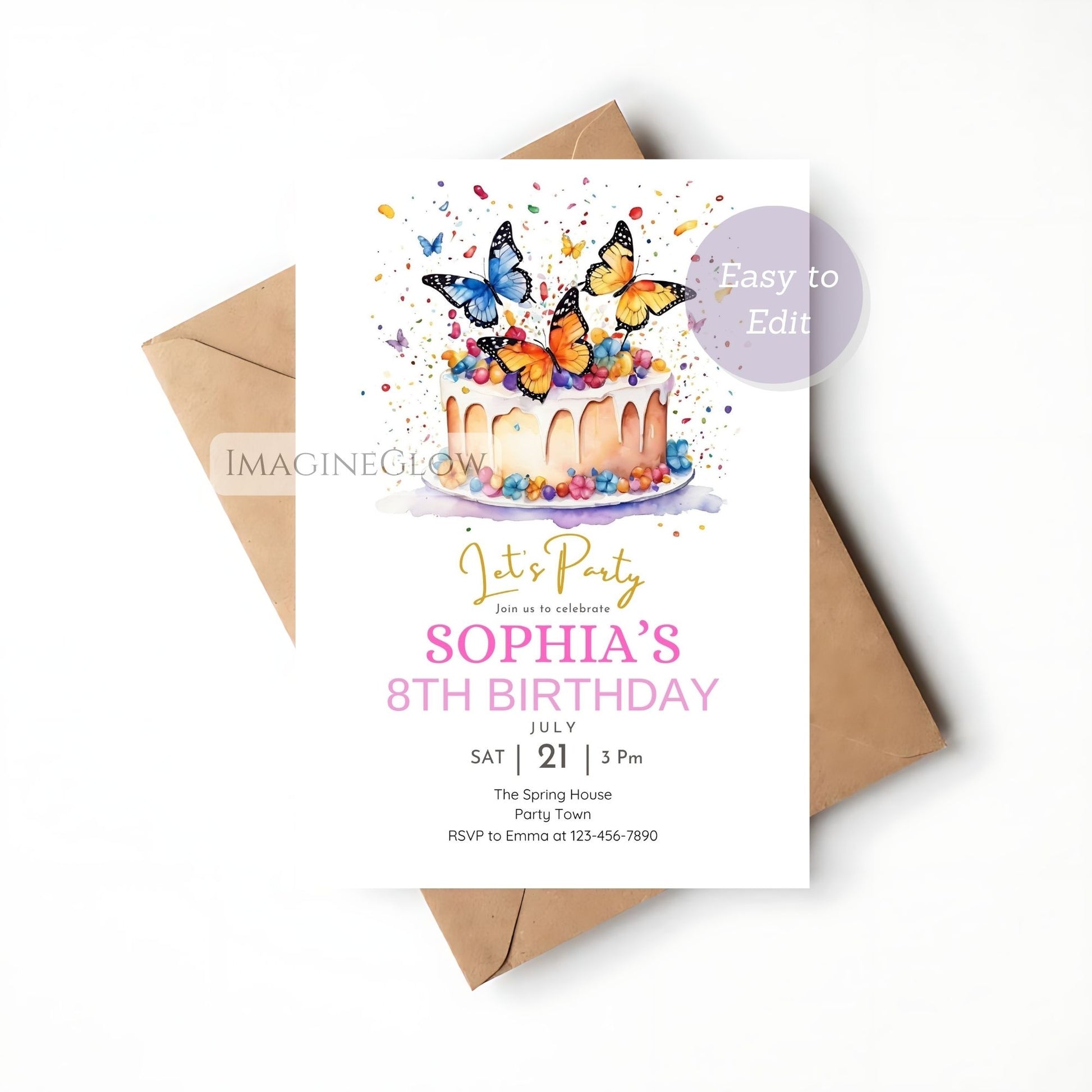 floral butterfly birthday invite for girls
whimsical butterfly birthday invitation design
