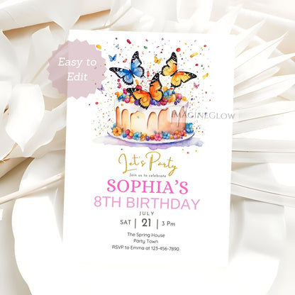 garden themed butterfly birthday card
