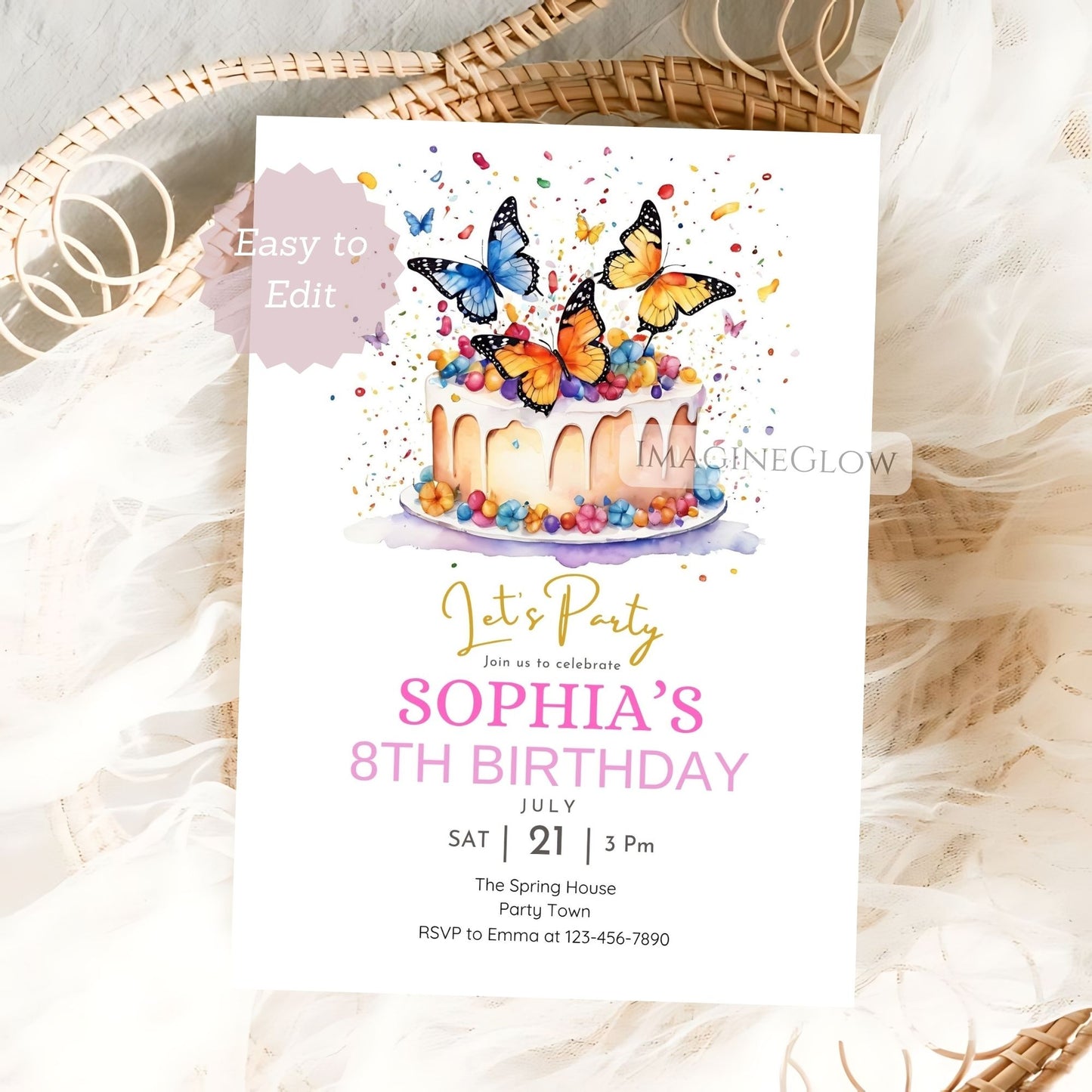 editable butterfly birthday invitation printable
