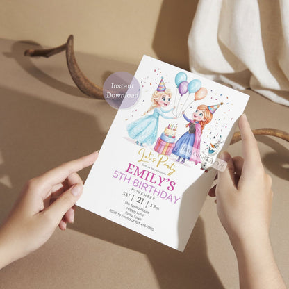 Snowflake themed Frozen party invitation
