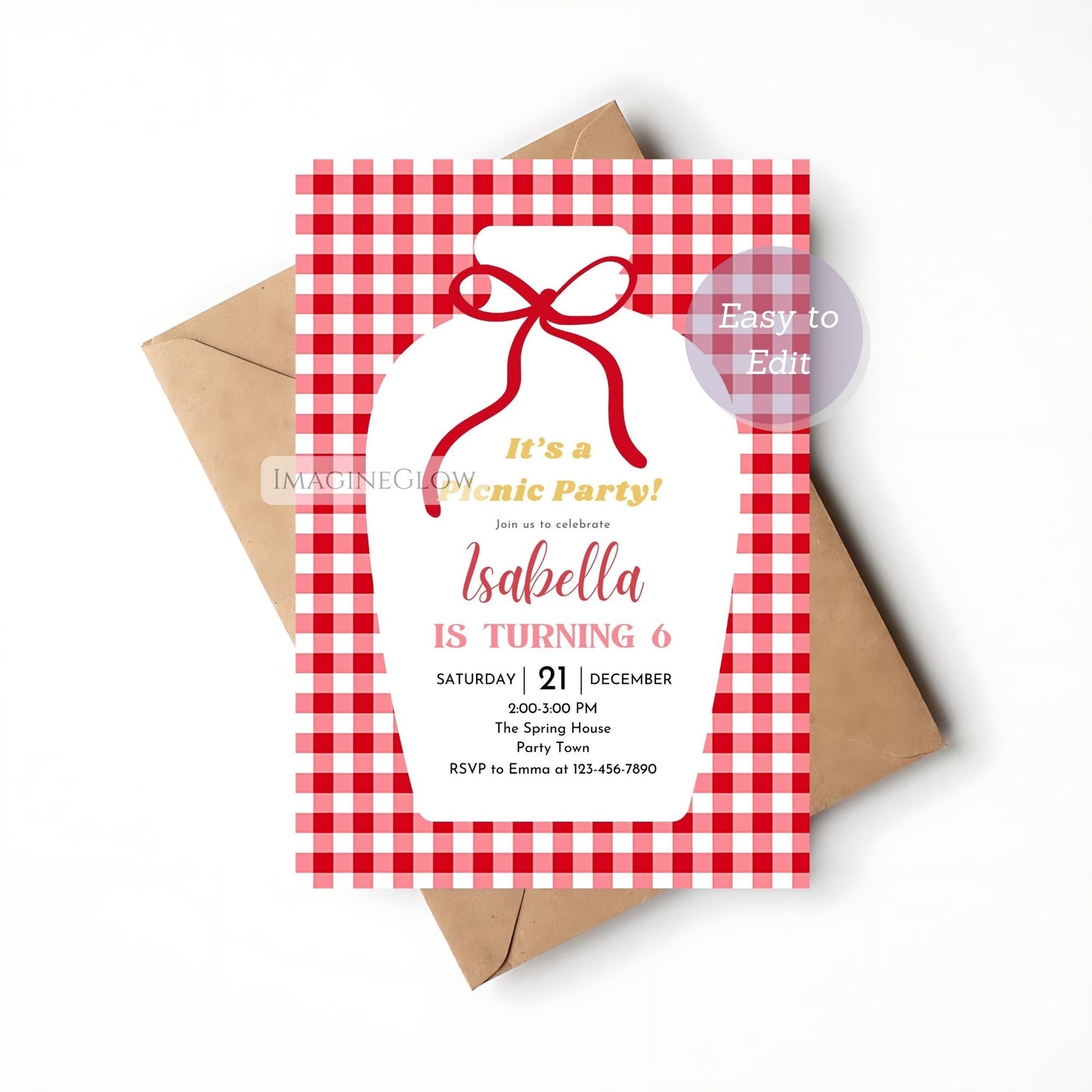 picnic themed birthday invitation