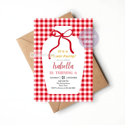 picnic themed birthday invitation