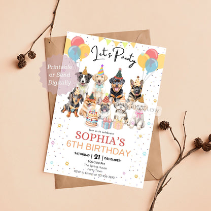 cute puppy birthday invitation
canva dog pawty invite template
