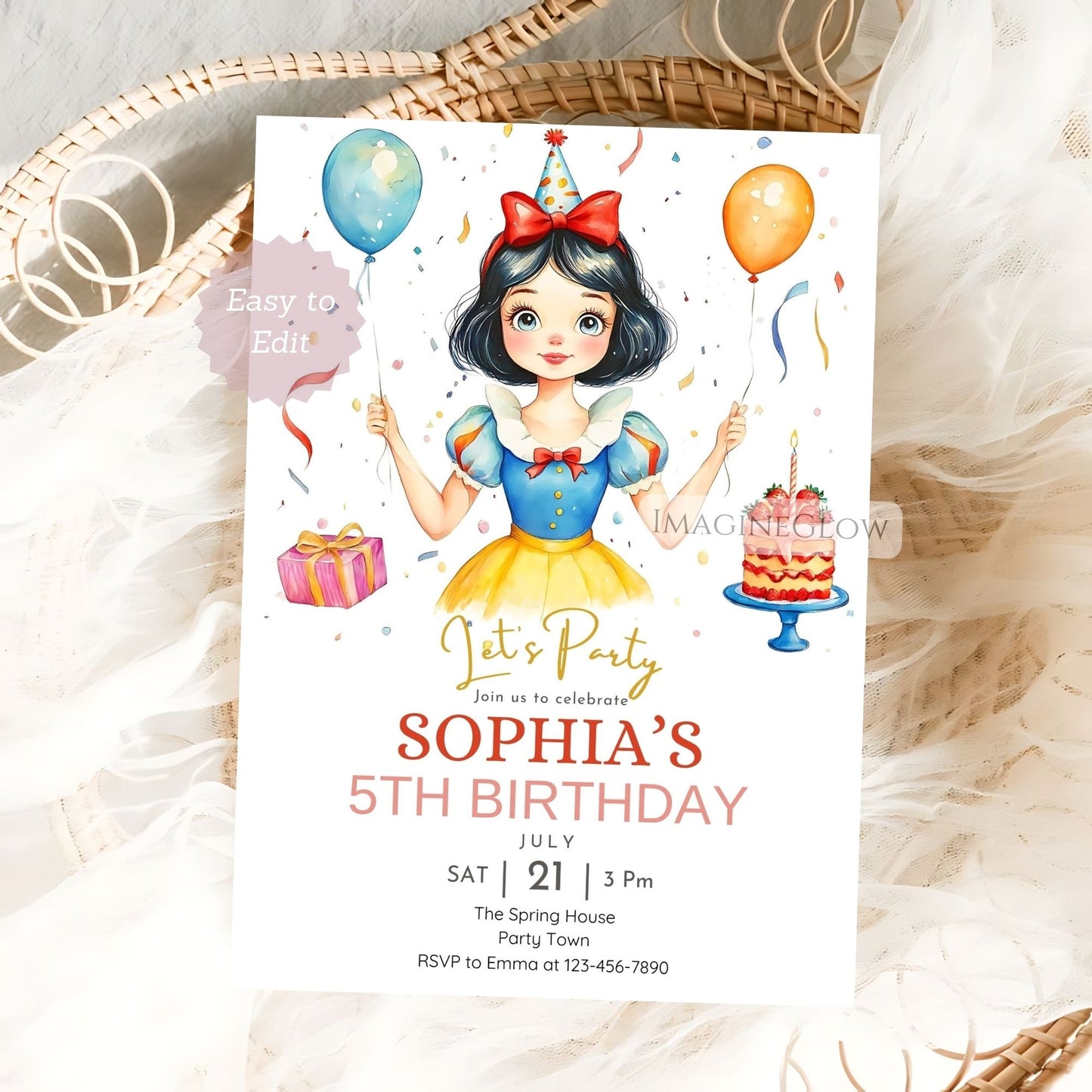 disney snow white party invite
