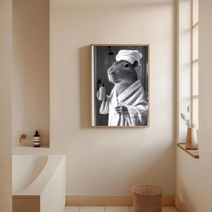 Cute capybara bathroom wall art gift for animal lovers
