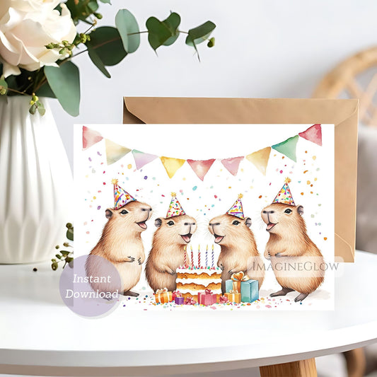 capybara birthday card
cute capybara greeting
printable capybara card
