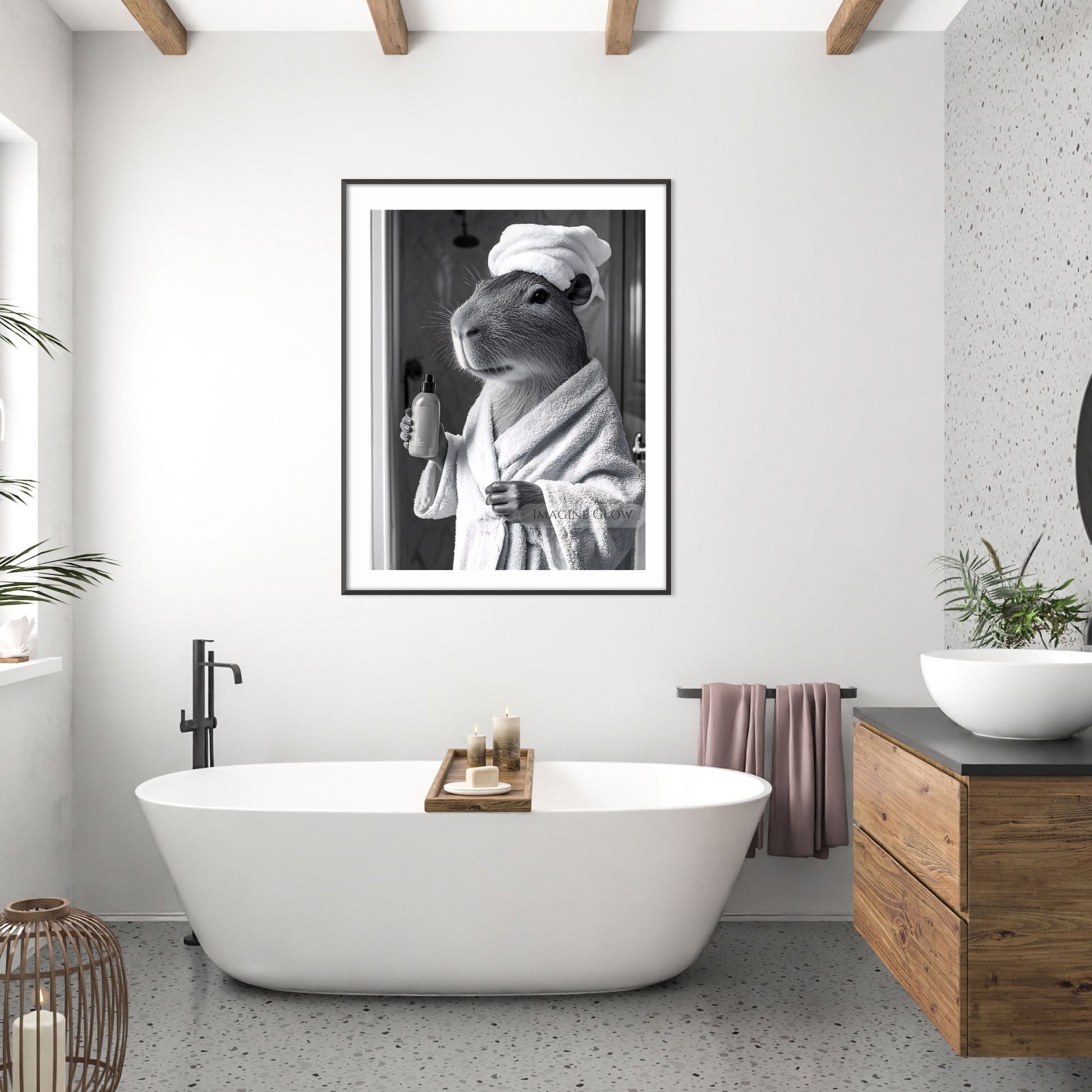 Capybara gift bathroom decor animal print
