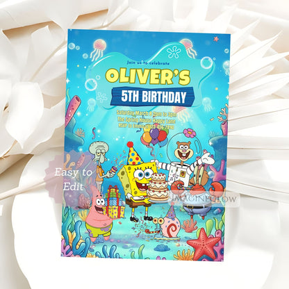 spongebob birthday invitation
editable spongebob party invite
