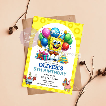 editable spongebob party invite
cartoon spongebob birthday invitation
