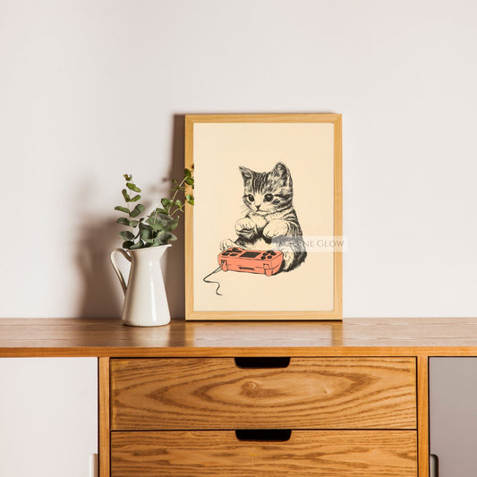 Gaming Cat Poster Art Print
Cute Cat Gaming Room Decor
