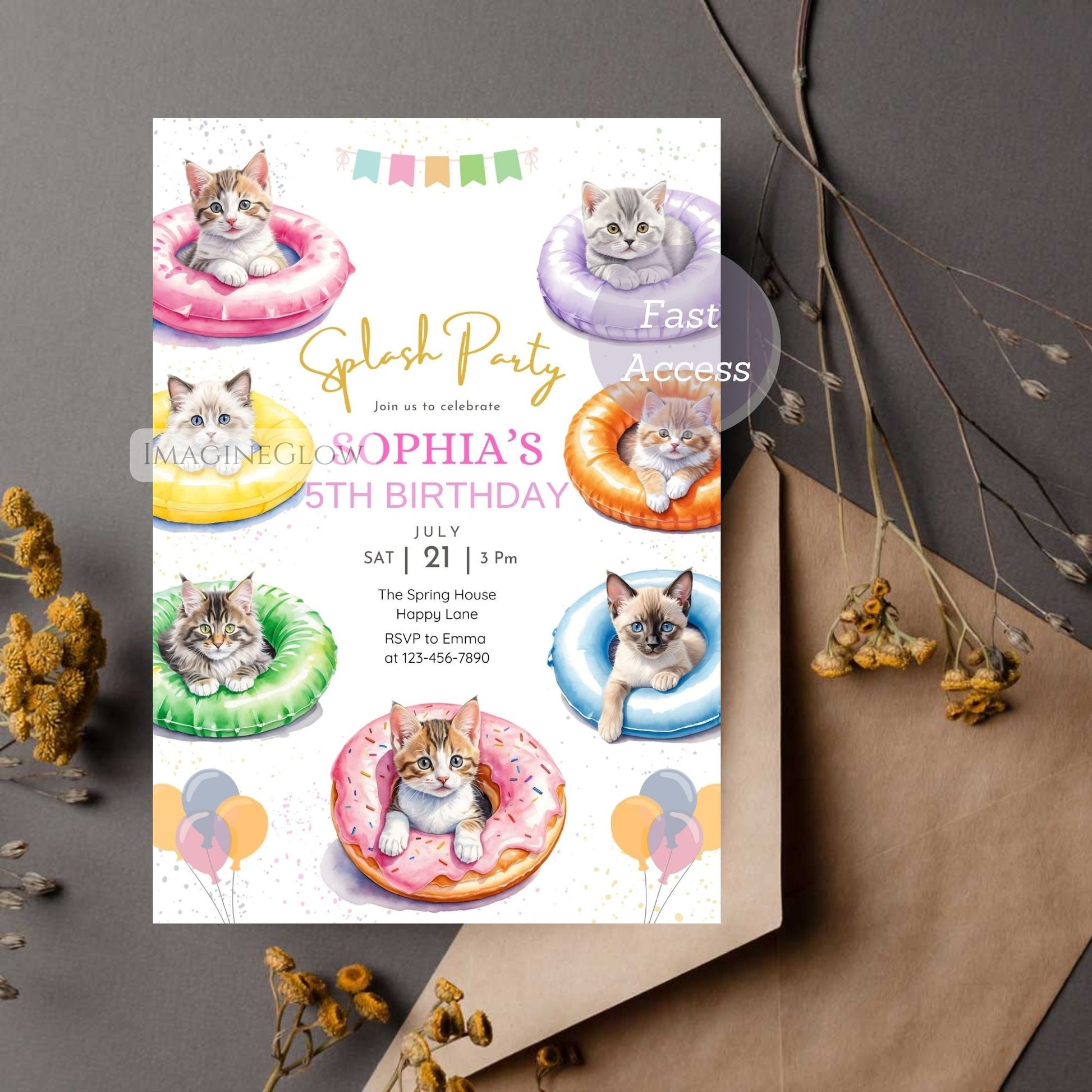 kids summer birthday pool invite
