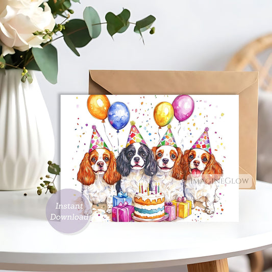 cavalier king charles spaniel birthday card printable
cute cavalier dog birthday greeting card digital
