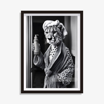 Black-and-white cheetah bathroom print
