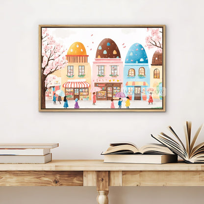 Easter Street Spring Cherry Blossom Wall Art

