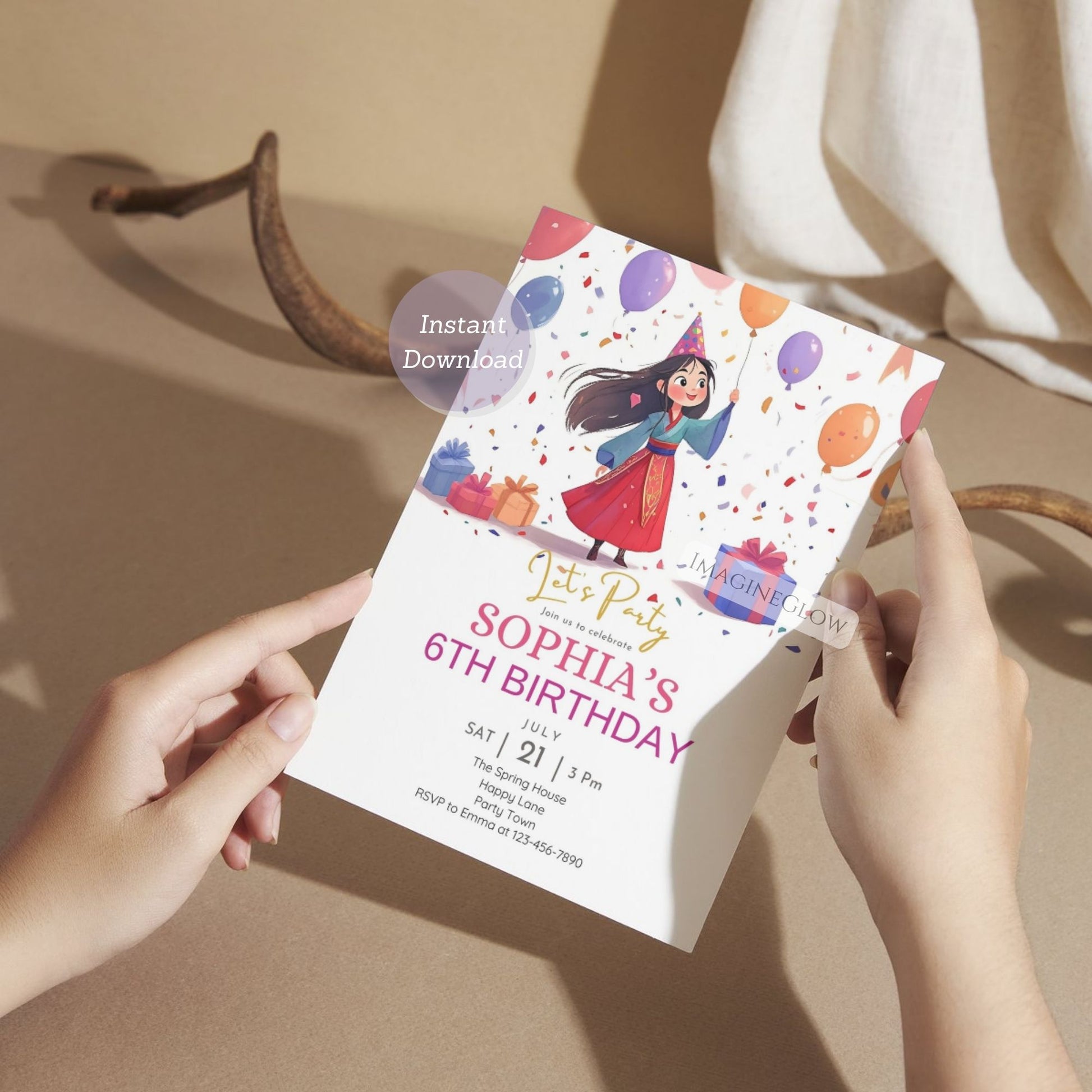 disney princess mulan invitation
