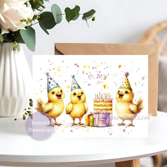 chick birthday card
baby bird birthday card
printable chick card
