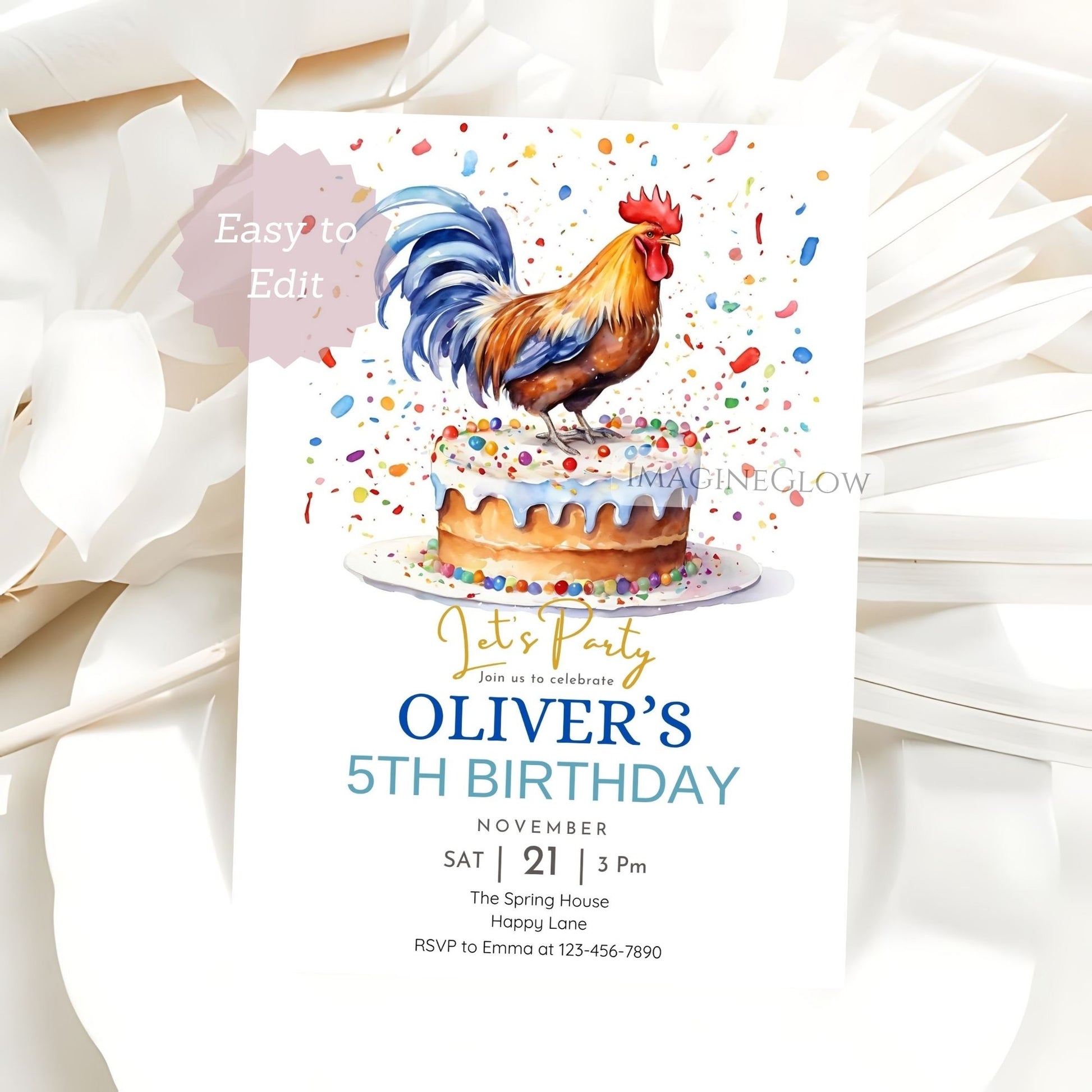 chicken themed kids invitation
