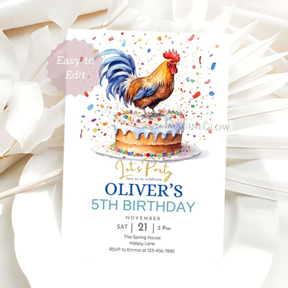 chicken themed kids invitation
