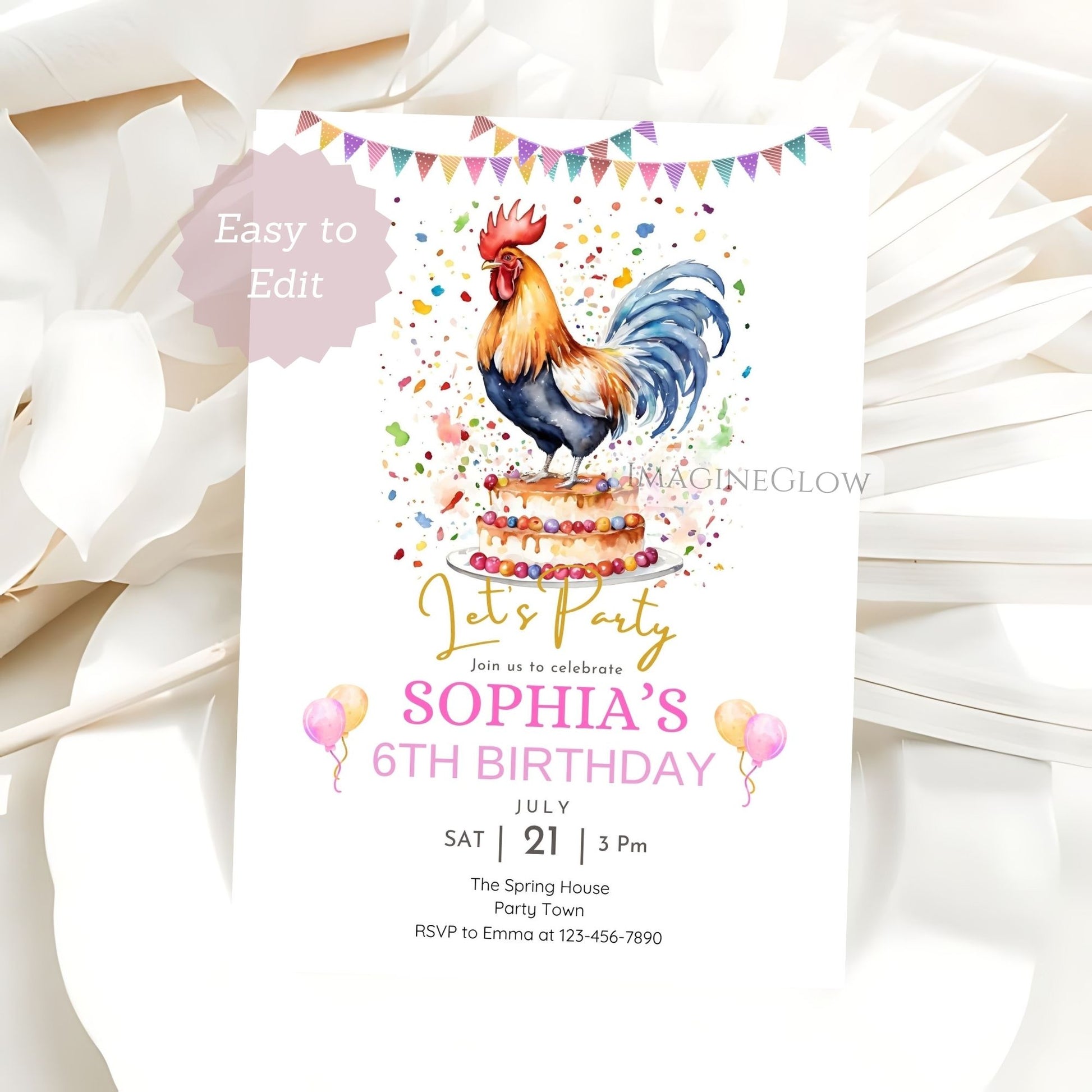 farm birthday party card
