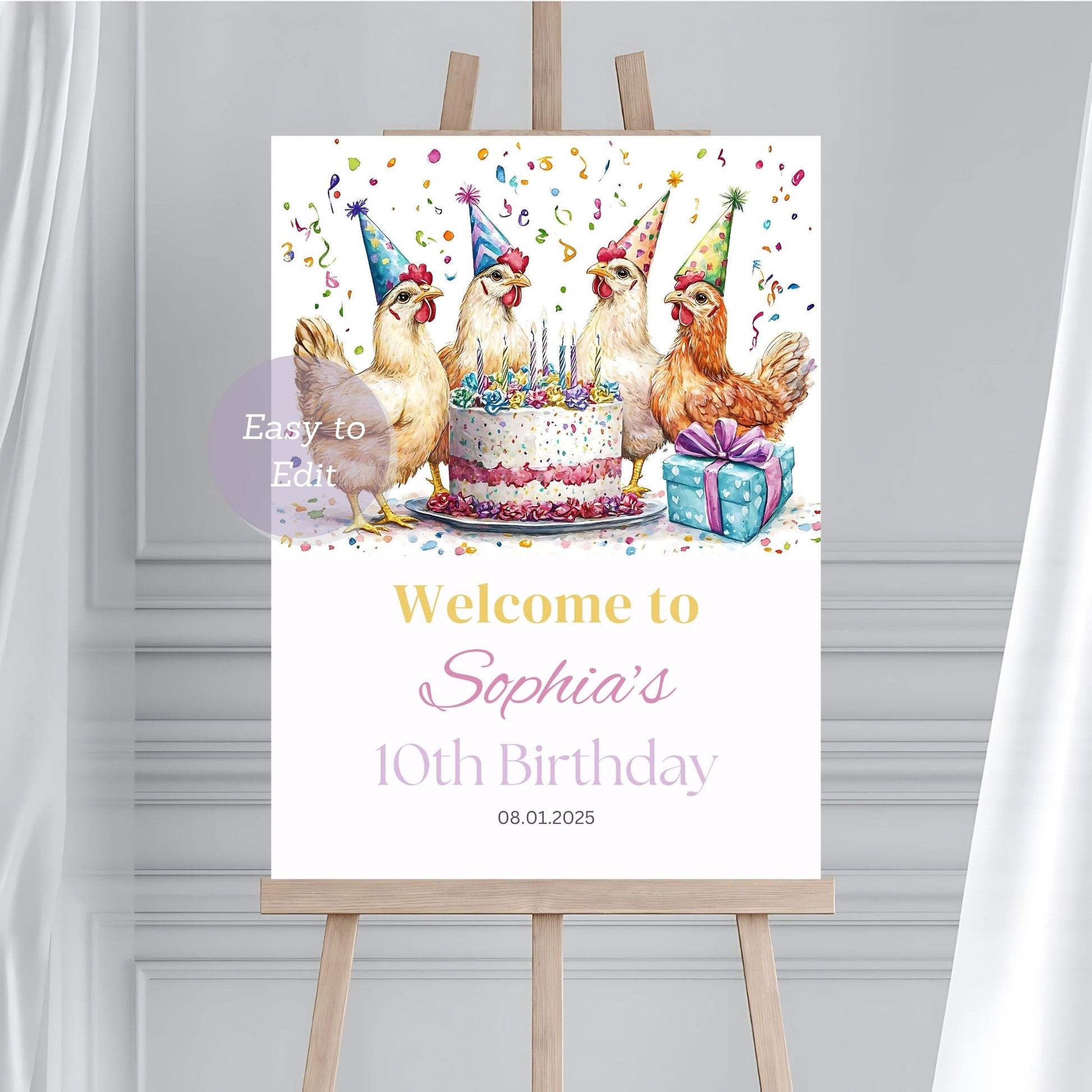Kids chicken birthday invitation printable

