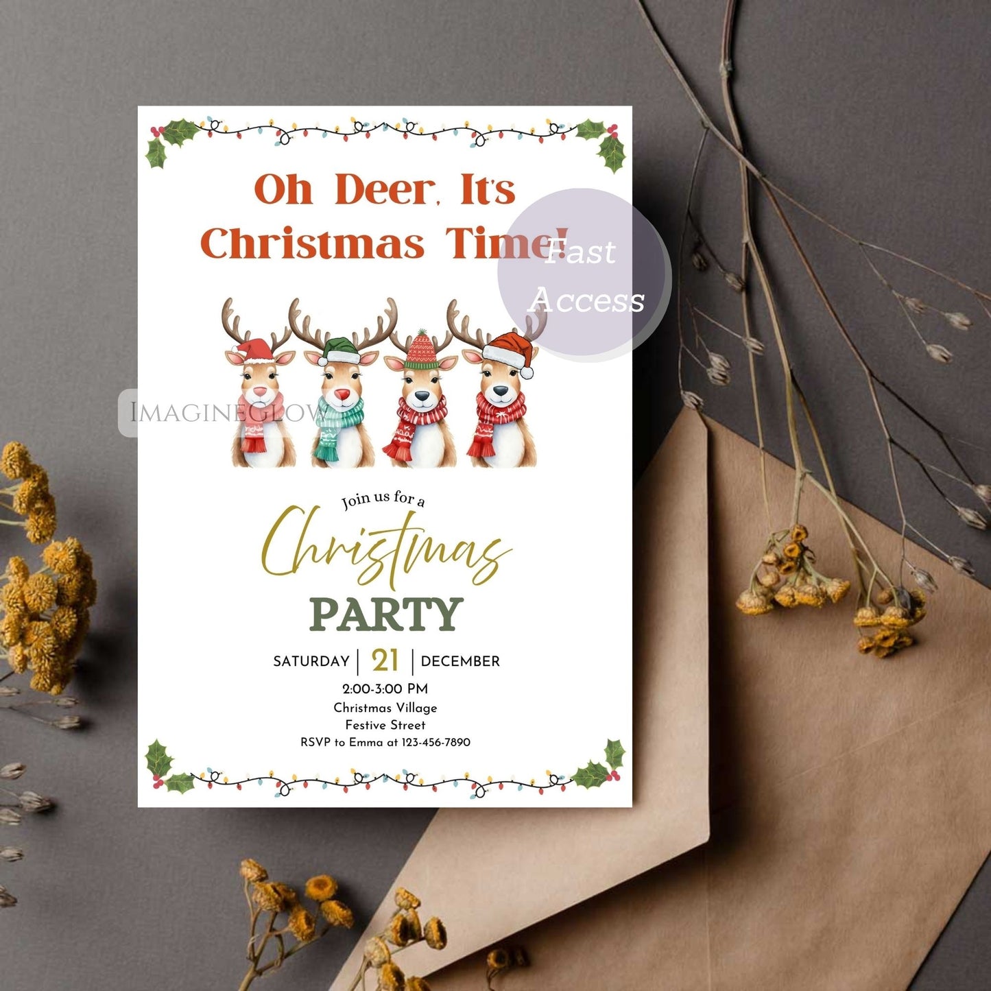 rudolph christmas party invitation printable
