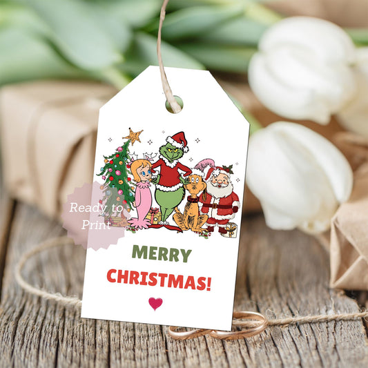 funny grinch christmas favor tags
