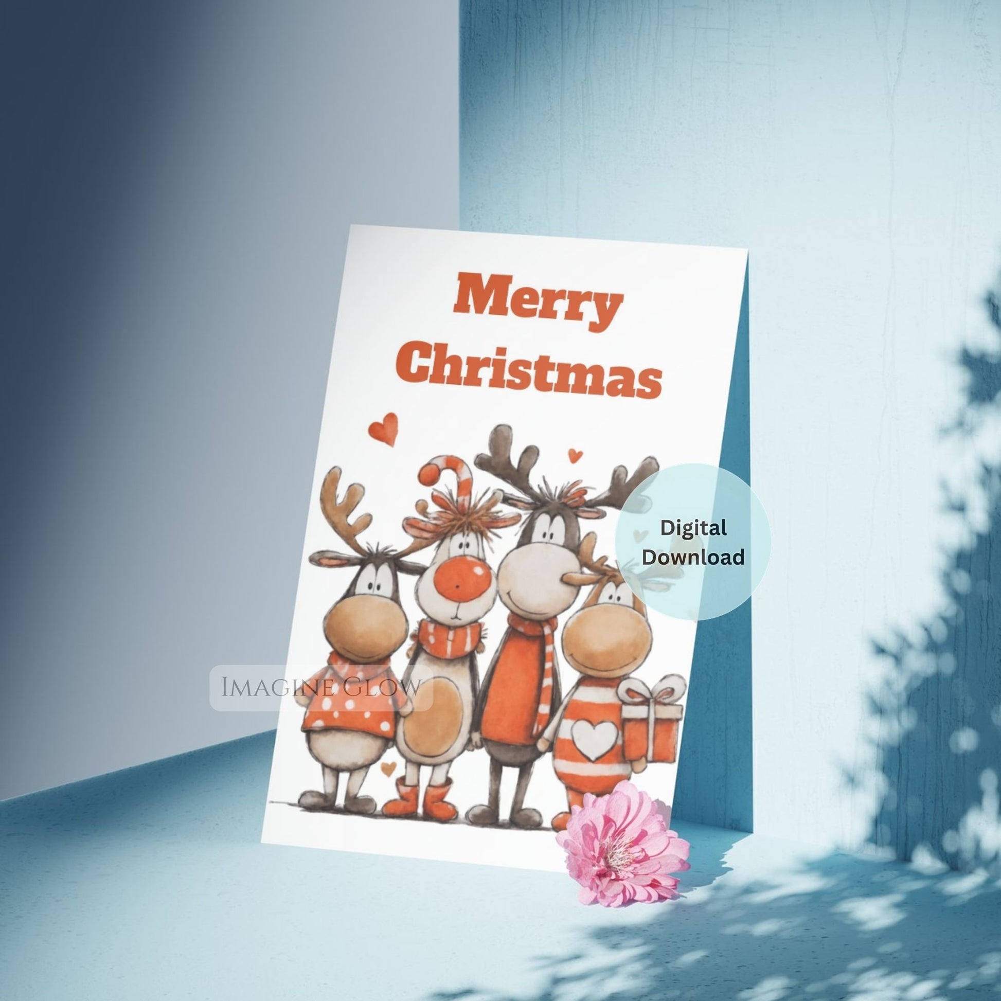 printable rudolph christmas greeting card
