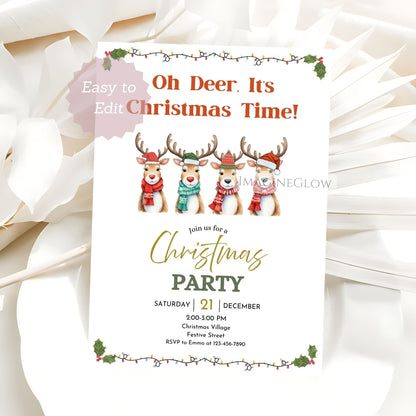 holiday reindeer invitation digital download
