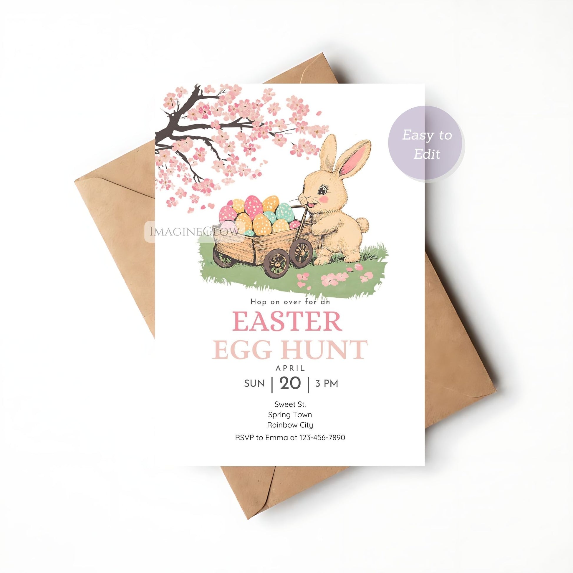 Editable Vintage Bunny Easter Invite for Spring Parties
