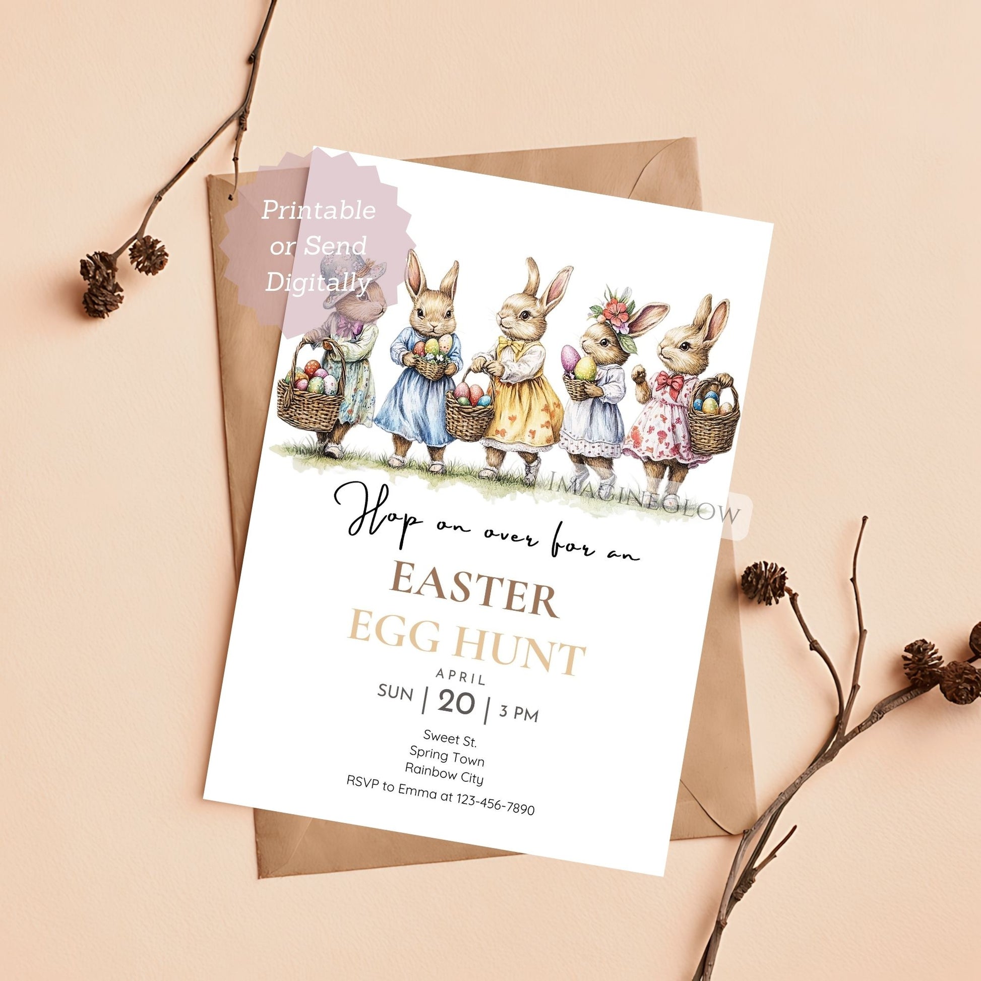 editable easter brunch and egg hunt template