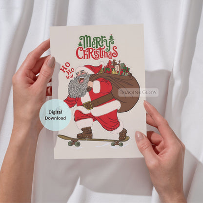 vintage santa christmas greeting card
printable santa holiday card festive
