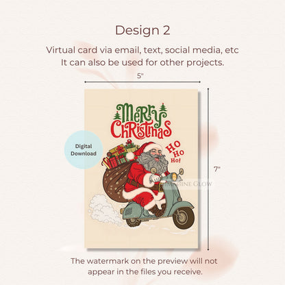 retro santa christmas holiday card
ready to print santa christmas greeting