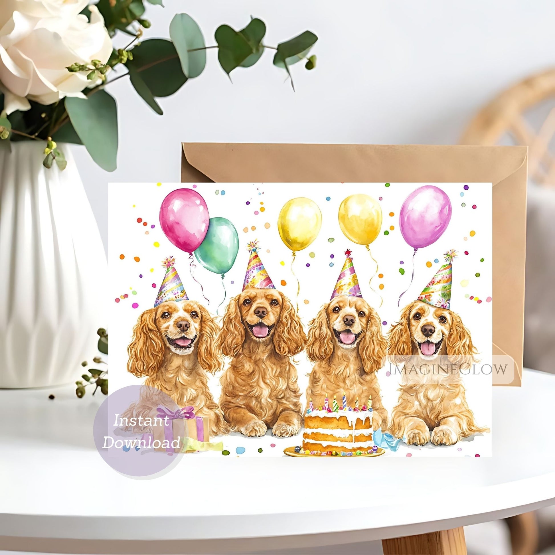 cocker spaniel birthday card
printable cocker spaniel card
