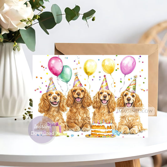 cocker spaniel birthday card
printable cocker spaniel card
