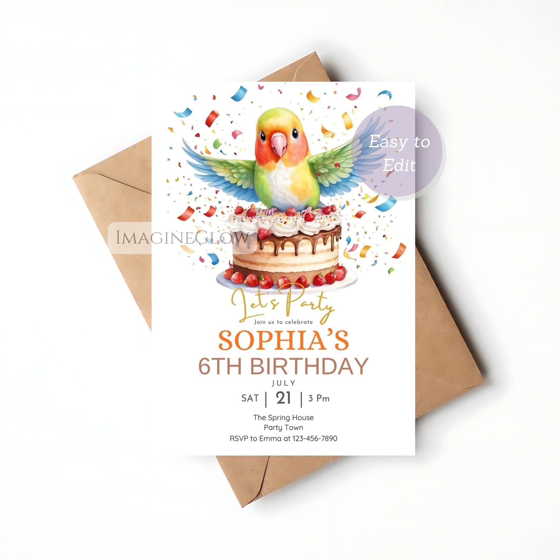 lovebird themed birthday invitation for nature lovers
